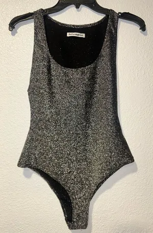 Reformation Saturn Bodysuit in Silver Sparkle Size Small thumbnail 1