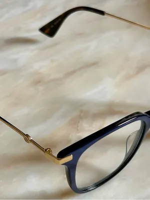 Gucci GG0110O 005 Women Blue Gold Rectangle Eyeglasses w/Case‎ Authentic thumbnail 8