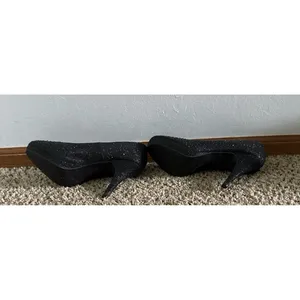 Silver Slipper Women's Black Rhinestone Round front 3"‎ heels size 8 thumbnail 9