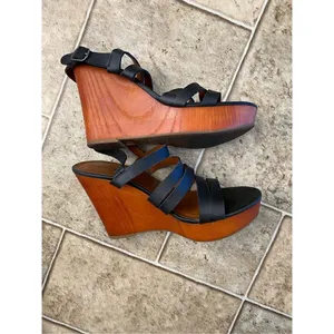 Lucky Brand Womens Larinaa Platform Wedge Sandals Black Ankle Strap Buckle 9.5 thumbnail 4