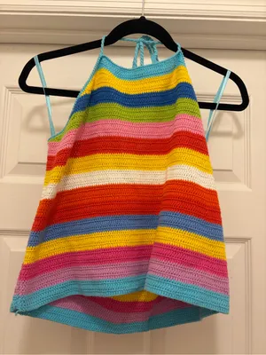Ralph Lauren Multicolor Crochet Halter Tank Top thumbnail 2