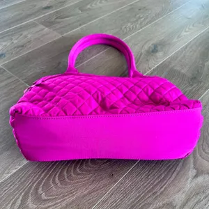 VTG Vera Bradley Zip Around Handbag Shoulder Bag Solid Magenta Quilted NEW thumbnail 7