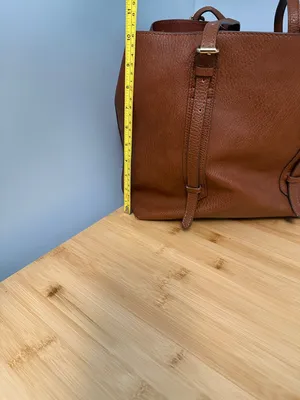 Sondra Roberts Squared Cognac Brown Tote with Gold Buckles Computer Bag or Purse thumbnail 3