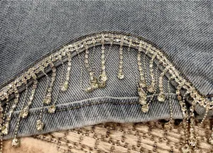Rhinestone Denim Shorts Blue thumbnail 3