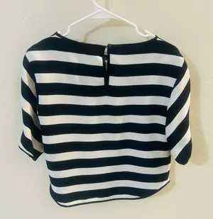 Zara Navy and White Striped Blouse thumbnail 4