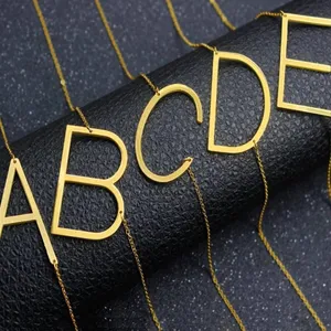 Gold Initial Pendant Necklace Letters A-Z thumbnail 3
