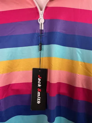Jack Smith Women's Rainbow Striped pride positive 1/4 Zip Golf Polo Shirt thumbnail 4