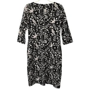 Boden Winifred Black Mystic Woodland Birds Knee Length Sheath Size 6L thumbnail 4