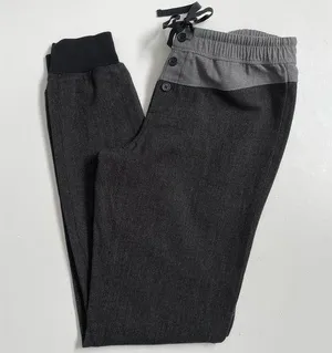Joggers Pant Pull On Elastic Waist Stripe Lounge Grey Black Tall thumbnail 1