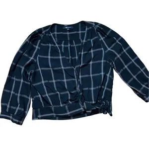 Madewell‎ Wrap Top in Windowpane sz Small black white thumbnail 10