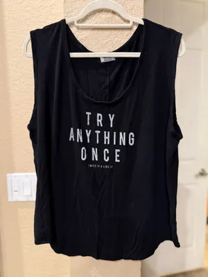 Old Navy Black Try Anything Once Tank Top XXL thumbnail 1