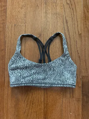 Lululemon Free To Be Zen Bra Power Luxtreme Spray Jacquard White Black - size 4 thumbnail 3