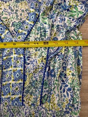 Poupette St Barth Short Sleeve Tiered Mini Dress Women Size Small Blue Green thumbnail 8