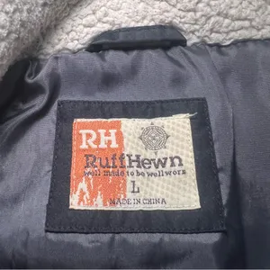 Ruff Hewn Black Puffer Vest Women’s Size Large Quilted Full‎ Zip Sherpa Collar thumbnail 8