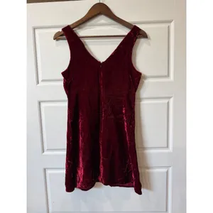 Vintage 90s TRIPP NYC Burgundy Velvet Mini Dress Medium Whimsigoth Goth thumbnail 6