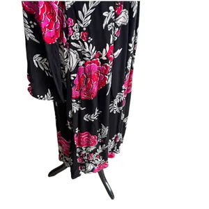 Billabong Women's Floral Whispers Wrap Dress Size Med Black Multi Bell Sleeves thumbnail 7