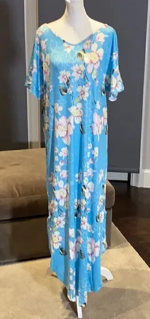 Women’s Casual Long Dress Short Sleeved Floral Print Maxi Large New in Packaging thumbnail 1