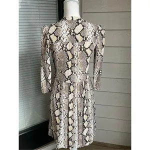 Anthropologie Women’s Juno Snake Skin Print 3/4 Sleeve Dress Brown Size XS thumbnail 10