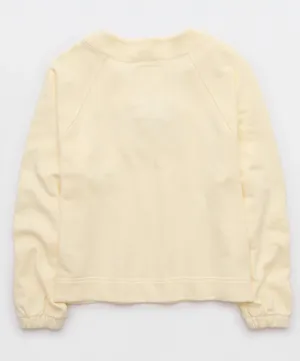 Aerie Lace Up Sweatshirt in Natural Yellow - Small thumbnail 5