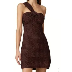 Alexis Mini Dress Small Black Red Heart One Shoulder Ruched Party thumbnail 2