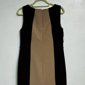 Anne Klein Tan Black Colorblock Sheath Dress Career Midi Sz 12 thumbnail 7