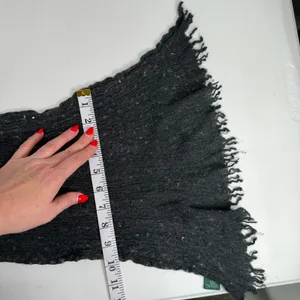 Ralph Lauren LRL Scarf Charcoal Grey Wool Alpaca Blend Fringed Speckled Knit thumbnail 8
