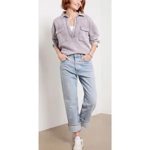 Evereve Ana Pocket Sweatshirt Washed Purple Gray XS Lounge Casual thumbnail 4
