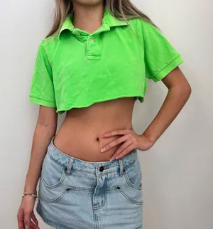 Abercrombie & Fitch Neon green super-cropped polo thumbnail 1