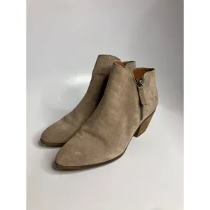 Frye Suede Ankle Booties Womens 10 Ash Tan Excellent Pointed Toe Block Heel Zip thumbnail 3