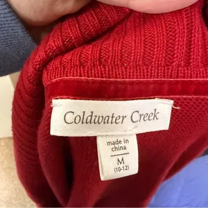 Coldwater Creek Red Sleeveless Long Red Knit Cardigan Cashmere Blend Holiday M thumbnail 6