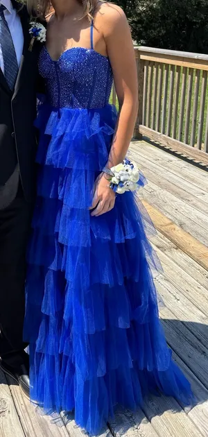 Amelia Couture Whimsical Sleeveless A-Line Gown With Tiered Skirt thumbnail 1