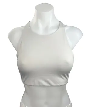 Girlfriend Collective White High Neck Cross Back Tank Athletic Sports Bra Sz XS thumbnail 1