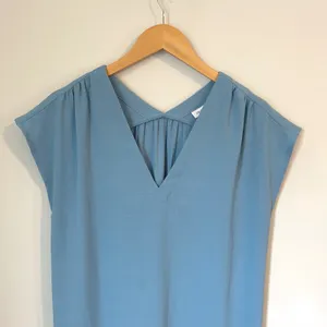 Prologue Women's Dress Size‎ Small Blue V Neck Midi Cap Sleeve Casual thumbnail 2
