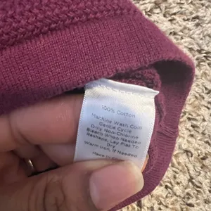 Talbots Womens Purple V Neck Cable Knit Long Sleeve‎ Cotton Sweater Size L thumbnail 4