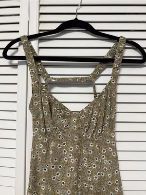 Floral Slip Mini Dress in Olive Sz small thumbnail 4