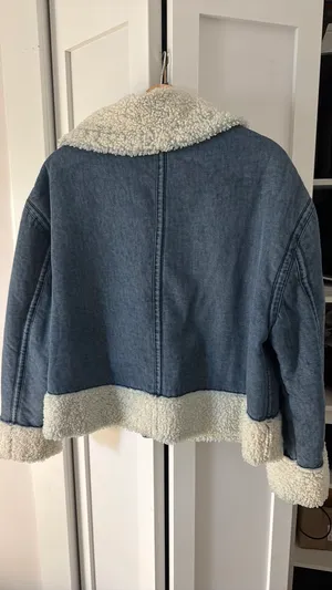 MIOU MUSE Denim + Sherpa Jacket Blue thumbnail 2