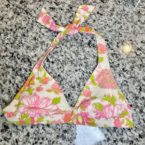 Lilly Pulitzer bikini Swimming top with push up hot pink Green Sz XS RN 88189 thumbnail 1