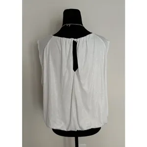 By Anthropologie Ivory White Shimmer Bubble Top Shirt SZ L Party Date Office EUC thumbnail 4