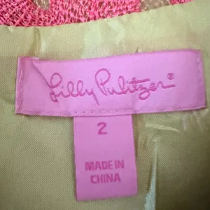 Lilly Pulitzer MANDY Tunic Dress Pink Green Metallic Lace Size‎ 2 thumbnail 5