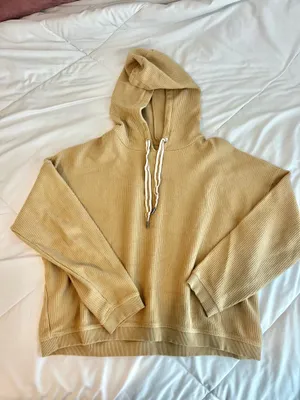 Aerie tan ribbed hoodie thumbnail 4