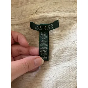 Lauren Ralph Lauren Cable Knit Open Front Cardigan Womens Size L/XL Ivory Wool thumbnail 3