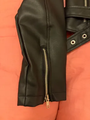 Windsor Windsor Black Faux Leather Belted Moto Jacket with Silver Hardware thumbnail 15
