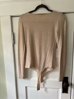 Z Supply Long Sleeve Scoop Neck Bodysuit - Taupe thumbnail 4