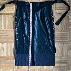 HOT Leather High Low Pencil Skirt L Black Size L thumbnail 6