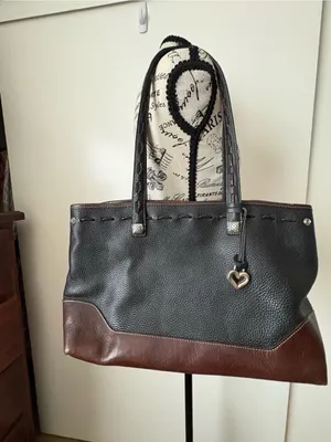 Brighton Black and Brown Leather Tote with Heart Charm thumbnail 3