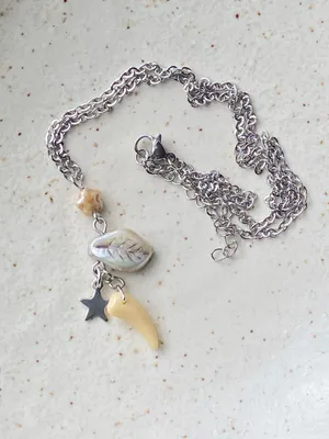 Handmade unique fairy funky Czechs glass beads mix necklace💚🌿 thumbnail 4