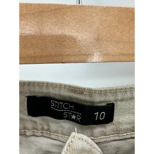 Stitch Star Womens 10‎ Khaki Tan Wide Leg Jeans Raw Hem SS2881-1 thumbnail 5