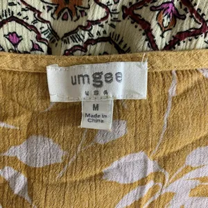 Umgee Mustard Floral Sleeve Dress M Boho Ruffle Hem‎ Cottagecore Style thumbnail 4