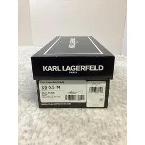 Karl Lagerfeld Sosie Blue Hologram Patent Crystal Mules Kitten Heels US 6.5‎ M thumbnail 3