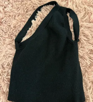 Black Ribbed Halter Top thumbnail 1
